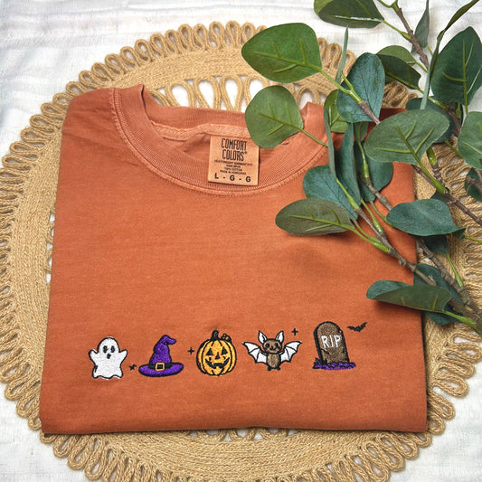 Cute Halloween Embroidered T-Shirt