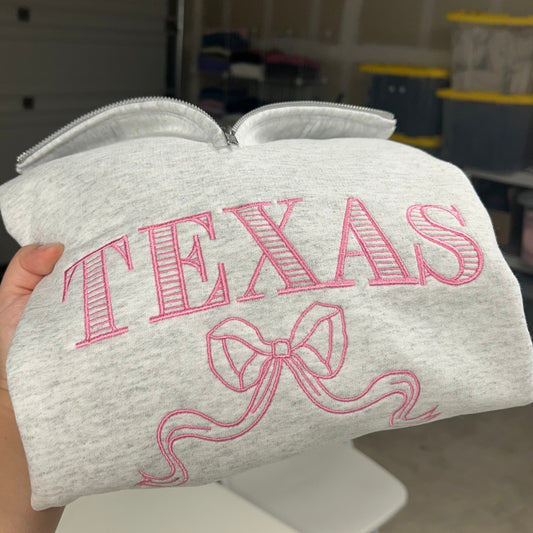 Texas Bow Embroidered Sweater