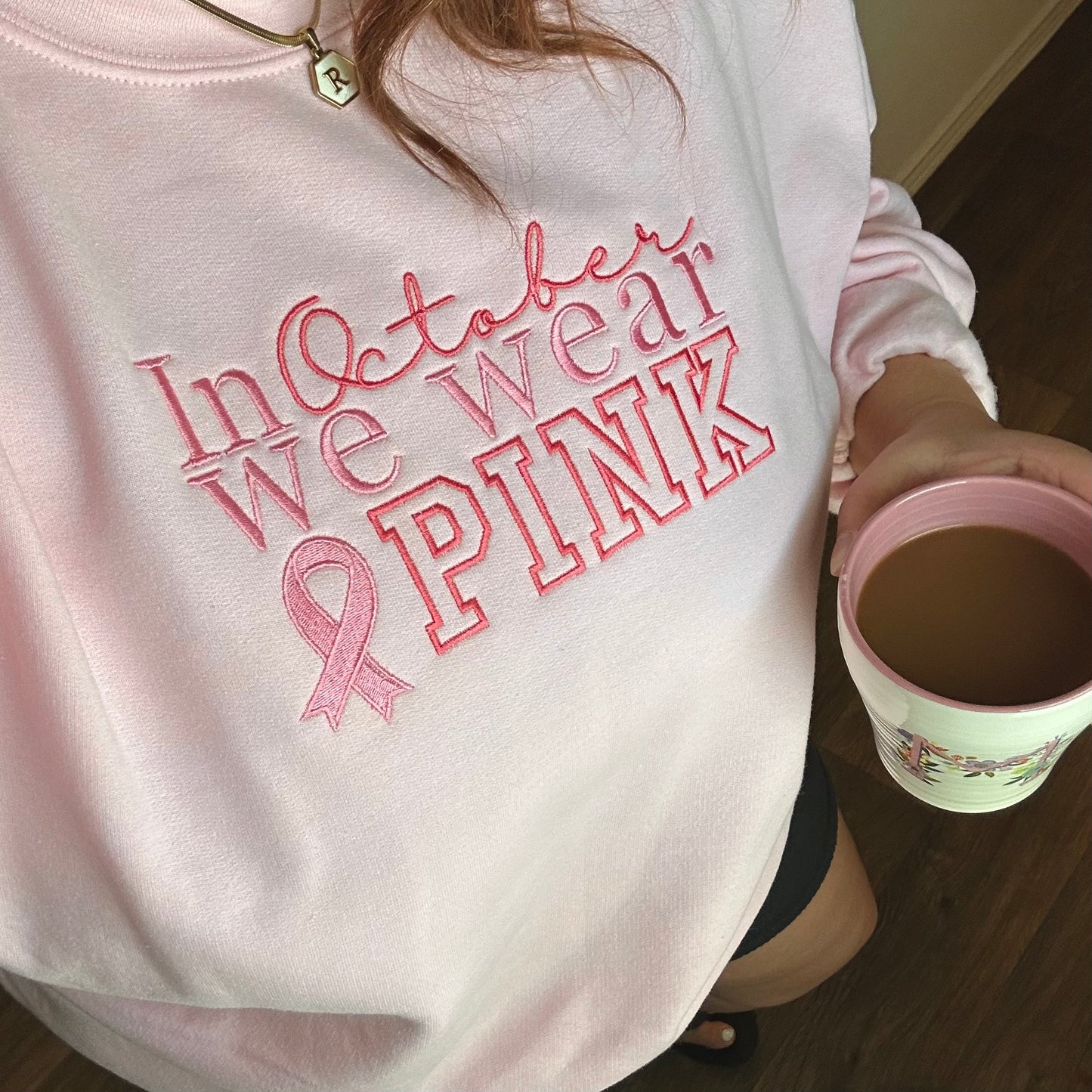 In October We Wear Pink Embroidered Sweater