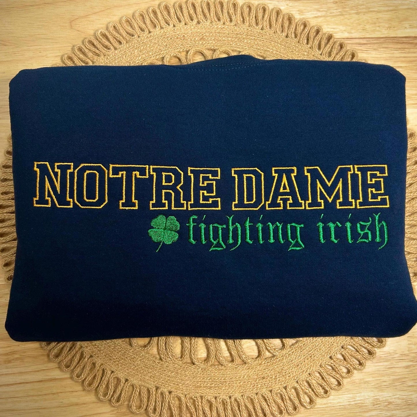Notre Dame Embroidered Crewneck Sweater | Fighting Irish