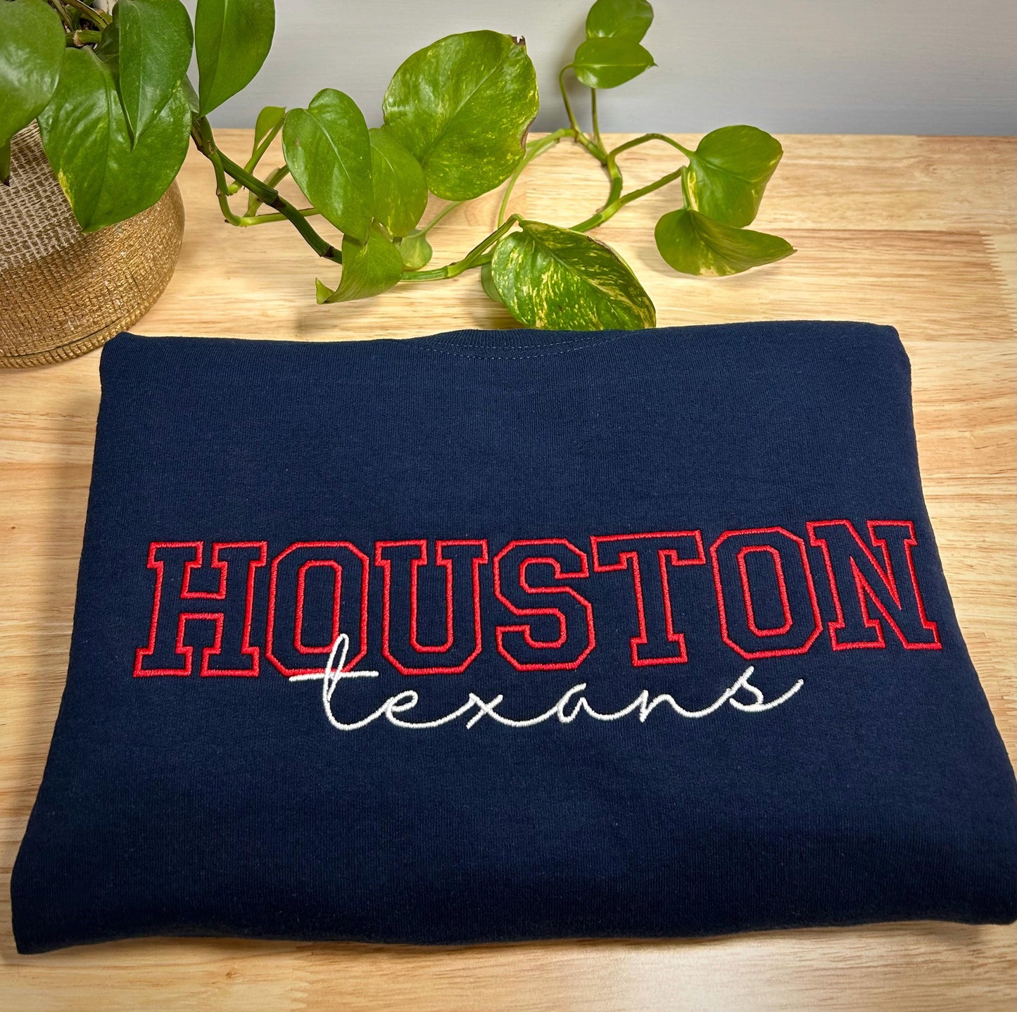 Houston Texans Embroidered Crewneck Sweater