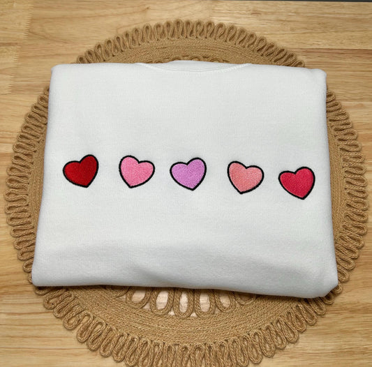Embroidered Hearts Crewneck